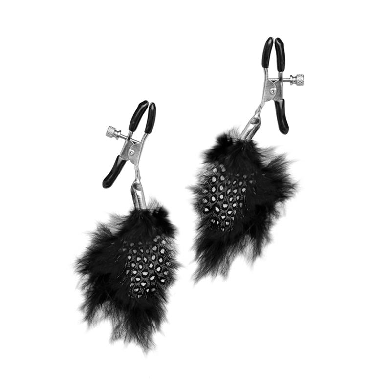 Pinzas para Pezones con Plumas Negro