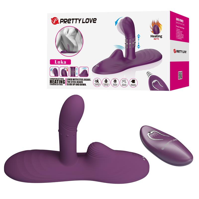 Luka Asiento con Vibrador con Finger, Efecto Calor y Bolas Rotadoras